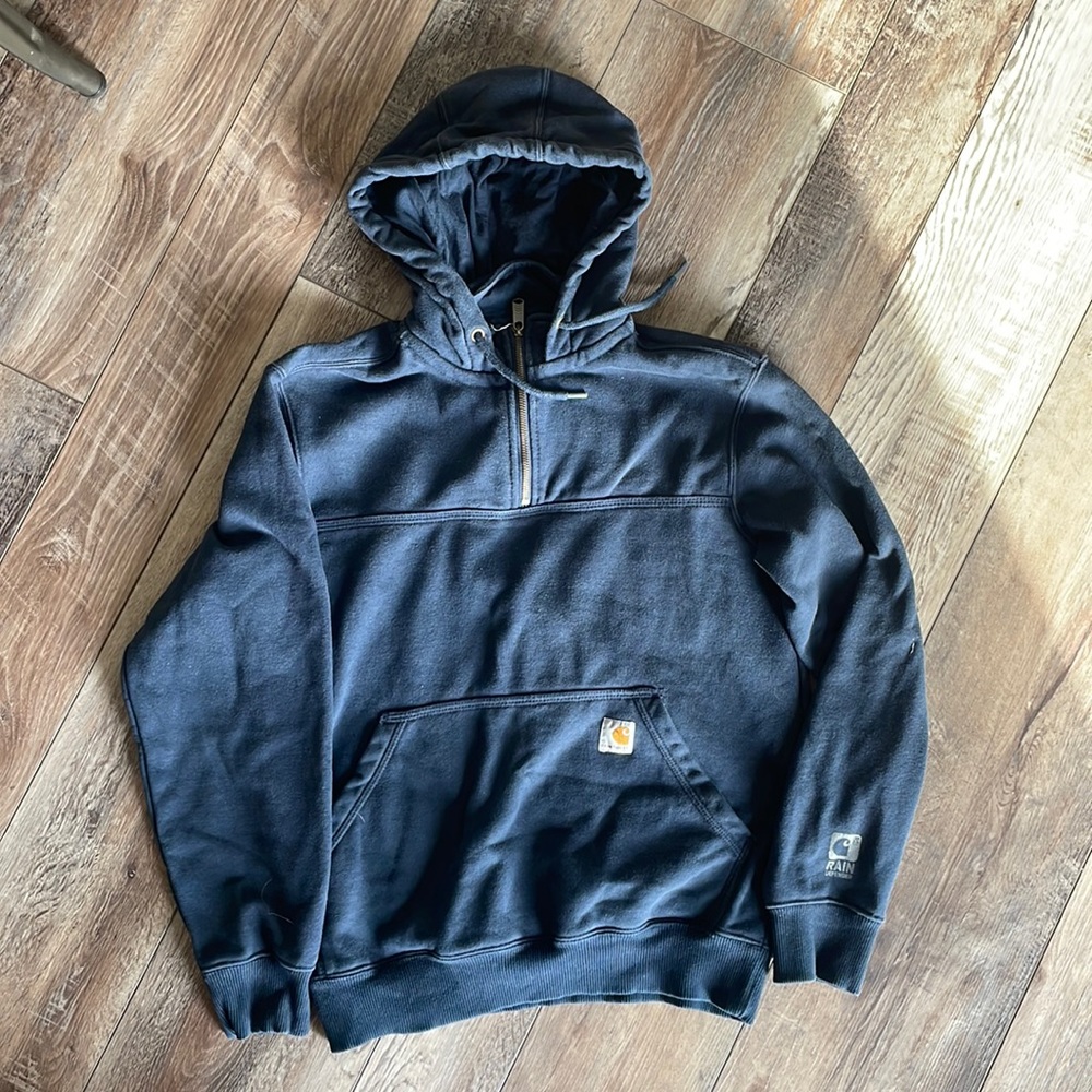 Men’s dark blue Carhartt hoodie size small original fit Rain Defender